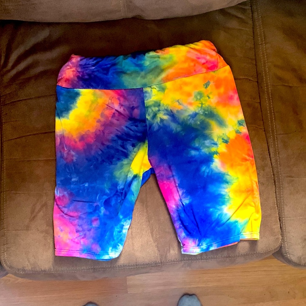 Rainbow tie dye shorts